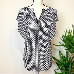 Woman cute tunic blouse with flutter sleeves